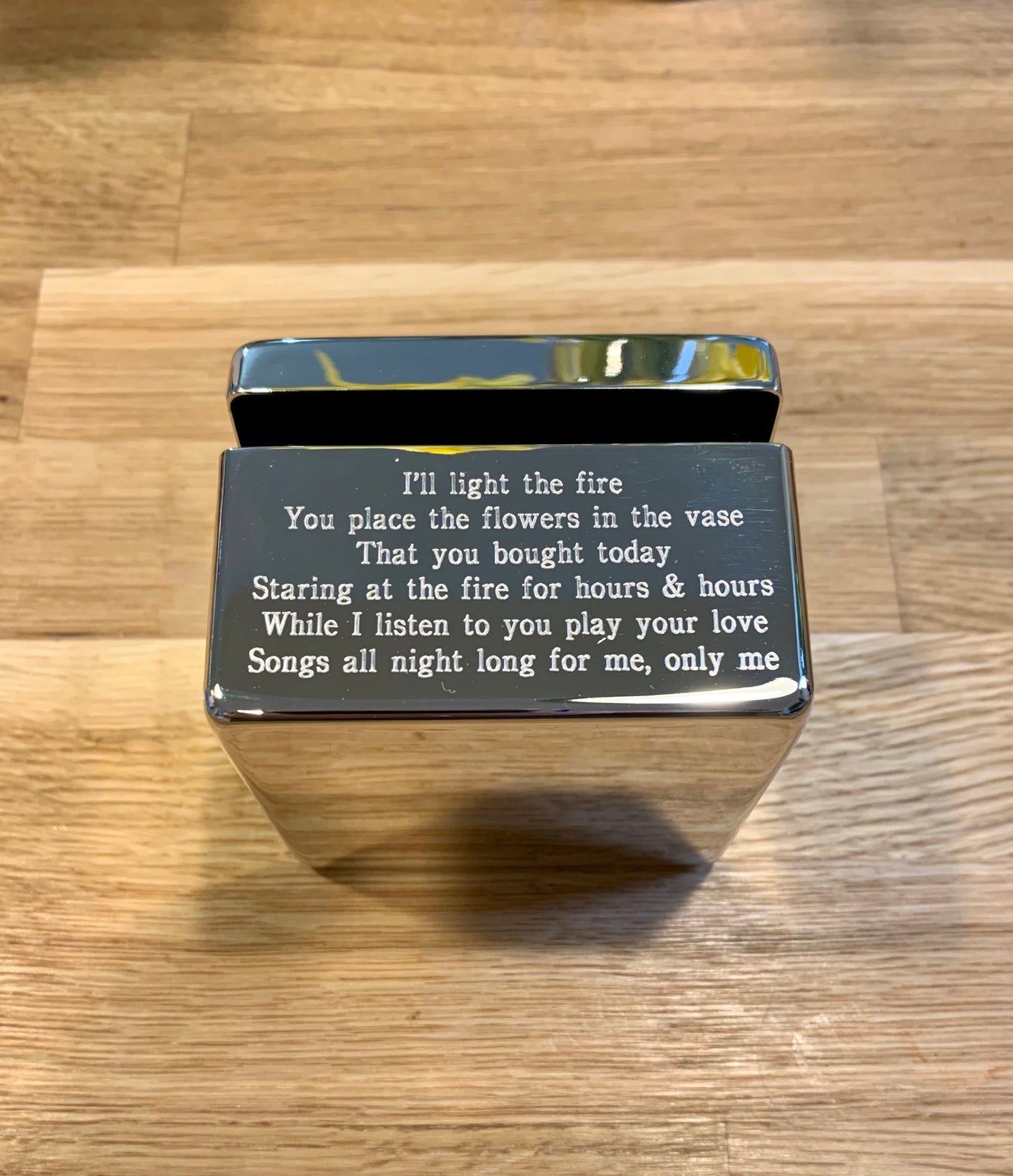 Silver Plated Trinket Box Engraved With Song Lyrics, Poetry, Film Quotes, Personal Message