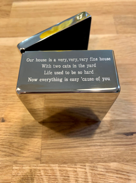 Silver Plated Trinket Box Engraved With Song Lyrics, Poetry, Film Quotes, Personal Message