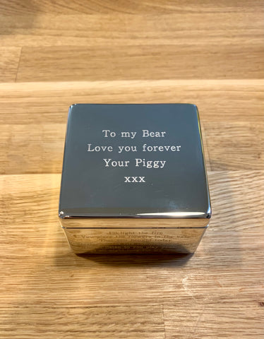 Silver Plated Trinket Box Engraved With Song Lyrics, Poetry, Film Quotes, Personal Message
