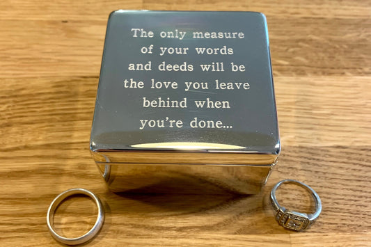 Personalised Silver Plated Square Hinged Trinket Box