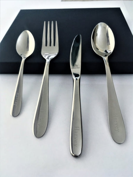 Personalised Engraved Children's Four Piece Cutlery Set Free Delivery