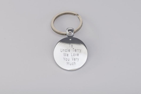 Personalised Engraved Chunky Round Keyring Free Delivery
