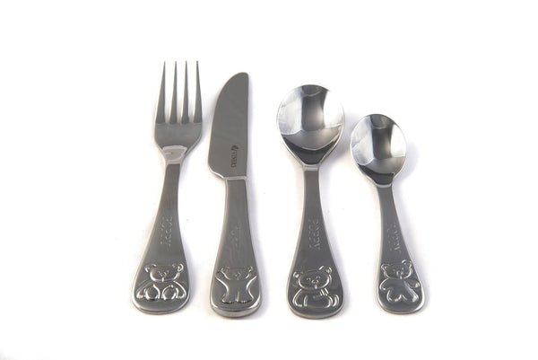 Children's Personalised Engraved Teddy Bear Cutlery Set Free Delivery