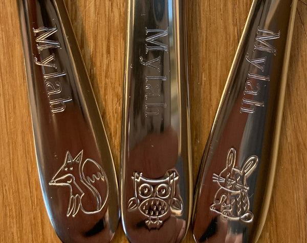Children's Personalised Woodland Animal Cutlery Set and Straw